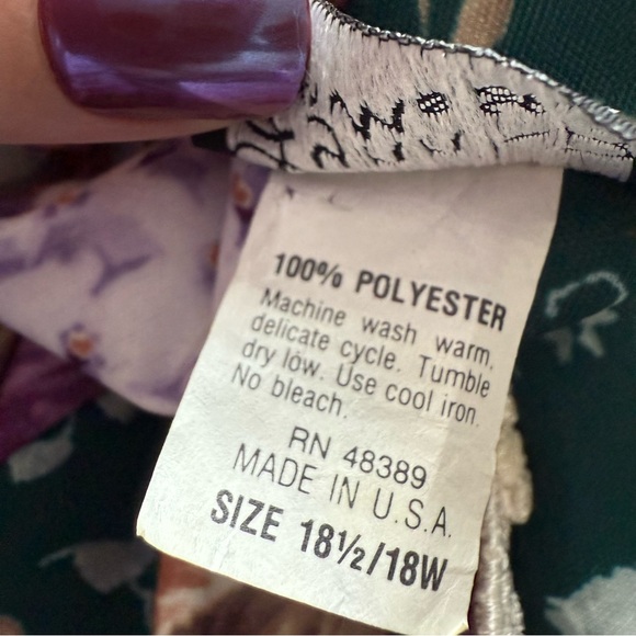 Vintage 80s Lynn B for Ms Lea Prairie Dress Set 18W Floral Lace USA Cottagecore - Picture 8 of 9